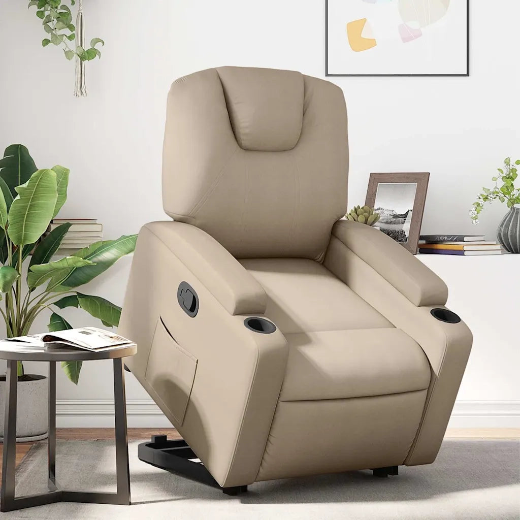 Poltrona | Sedia Relax Alzapersona Reclinabile Cappuccino in Similpelle
