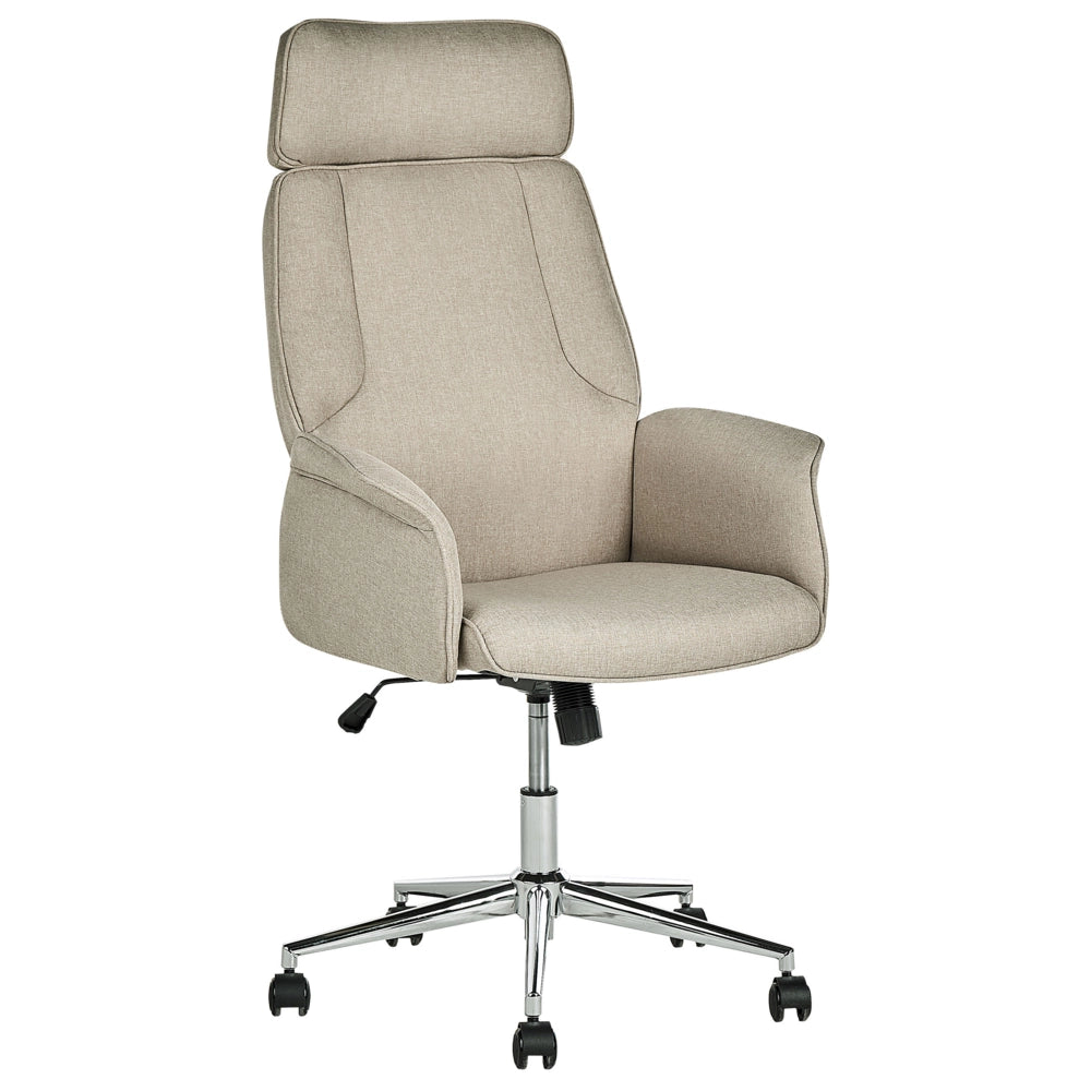 Sedia ufficio in materiale sintetico beige struttura in metallo schienale regolabile e girevole ufficio