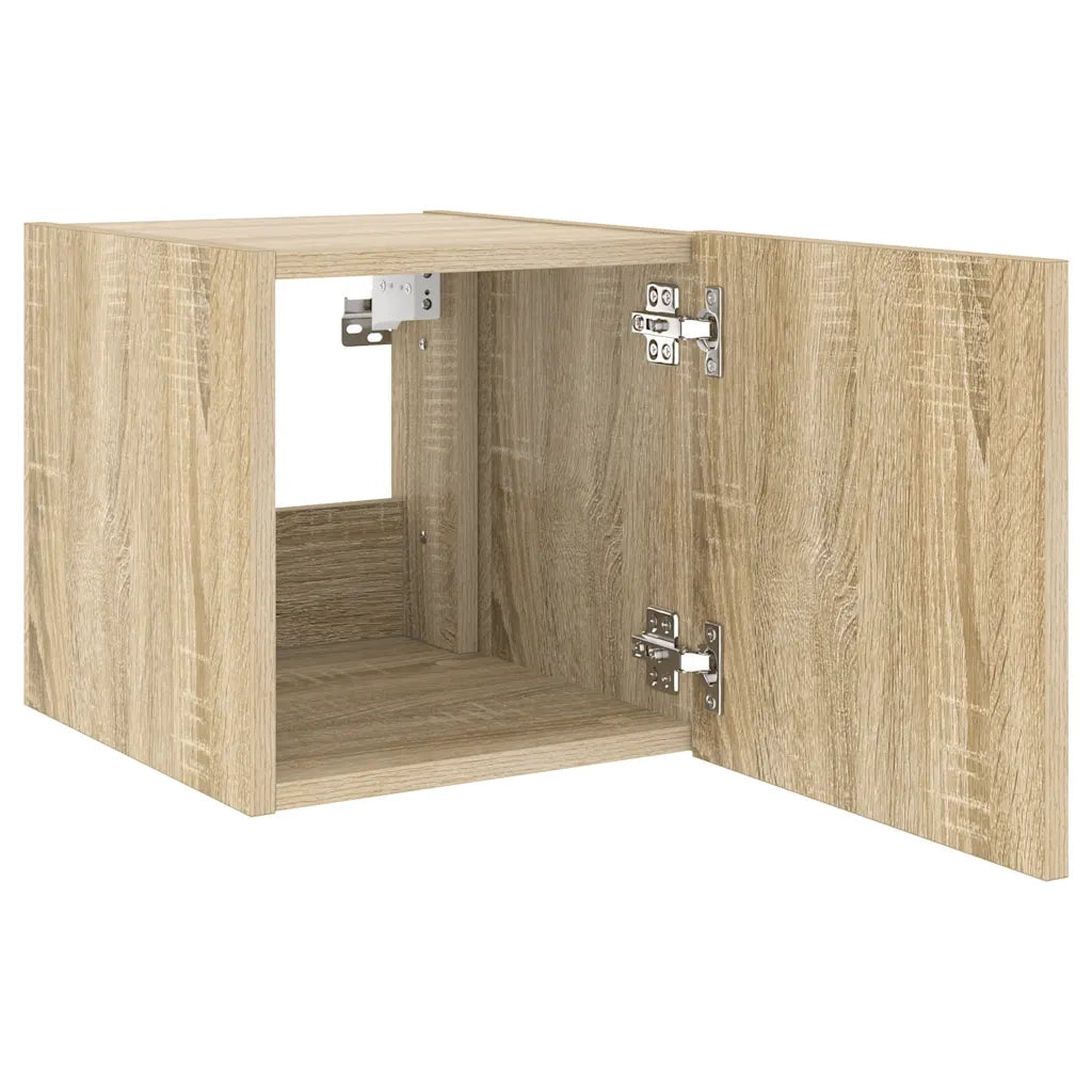 Mobile TV a Parete con Luci LED Rovere Sonoma 30,5x35x80 cm 837222