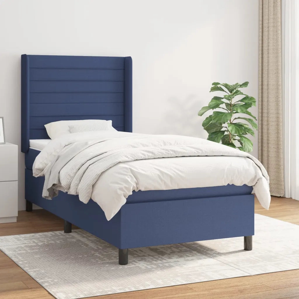 Letto singolo | Letto per adulti | Giroletto a Molle con Materasso Blu 80x200 cm inTessuto