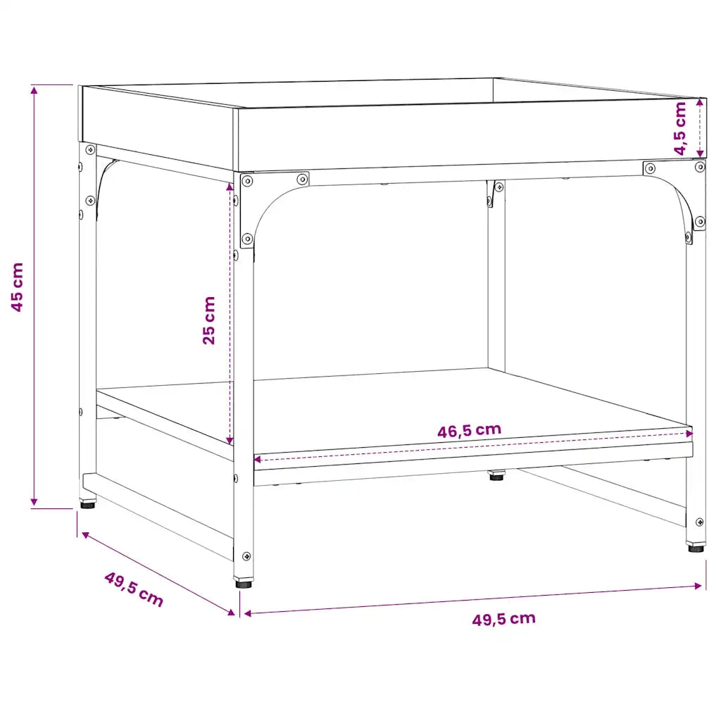 Tavolino Salotto Grigio Sonoma 49,5x49,5x45cm Legno Multistrato
