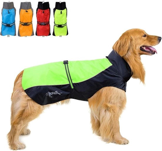 Impermeabile Cappotto Riflettente per Cani di Medie e Grandi Taglie - Verde