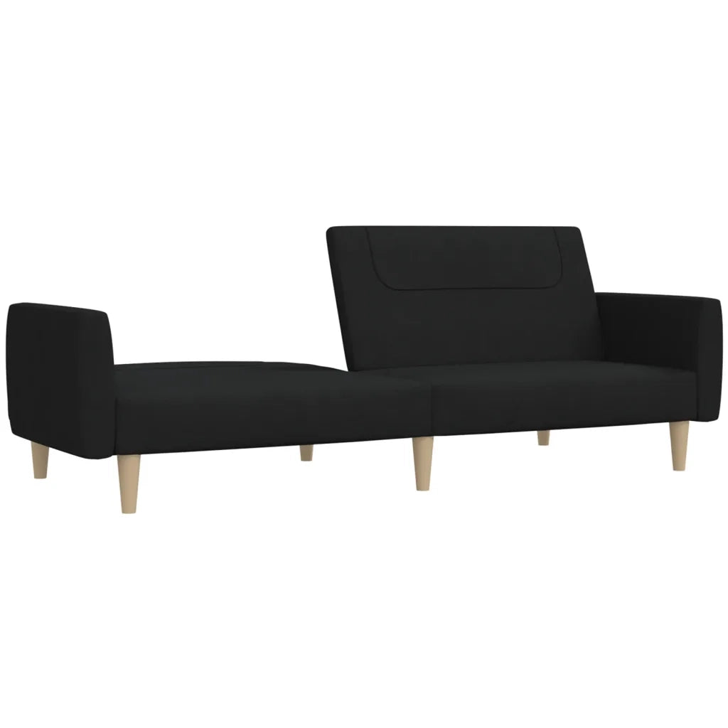 Divano Letto a 2 Posti Nero in Tessuto 375786
