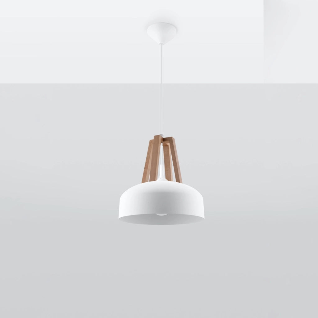 Lampada a sospensione KUPOLA bianca/legno Pure Lume