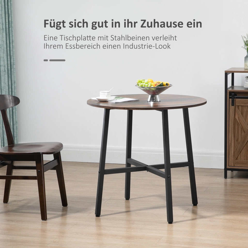 TAVOLO DA PRANZO Ø80 CM MARRONE IN PLYWOOD