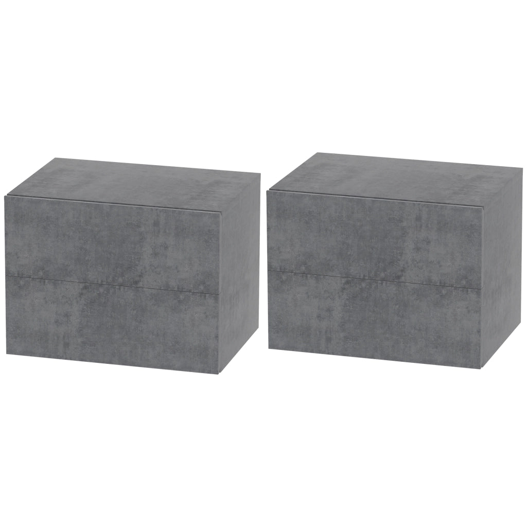 Set 2 Comodini Sospesi da Parete con Cassetti, 40x29x30 cm, Salvaspazio e Moderni per Camera da Letto, Grigio Cemento
