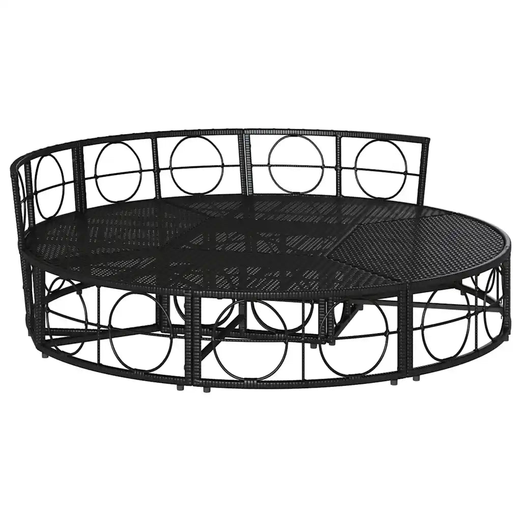 Lettino Prendisole Esterno senza Tetto Nero in Polyrattan