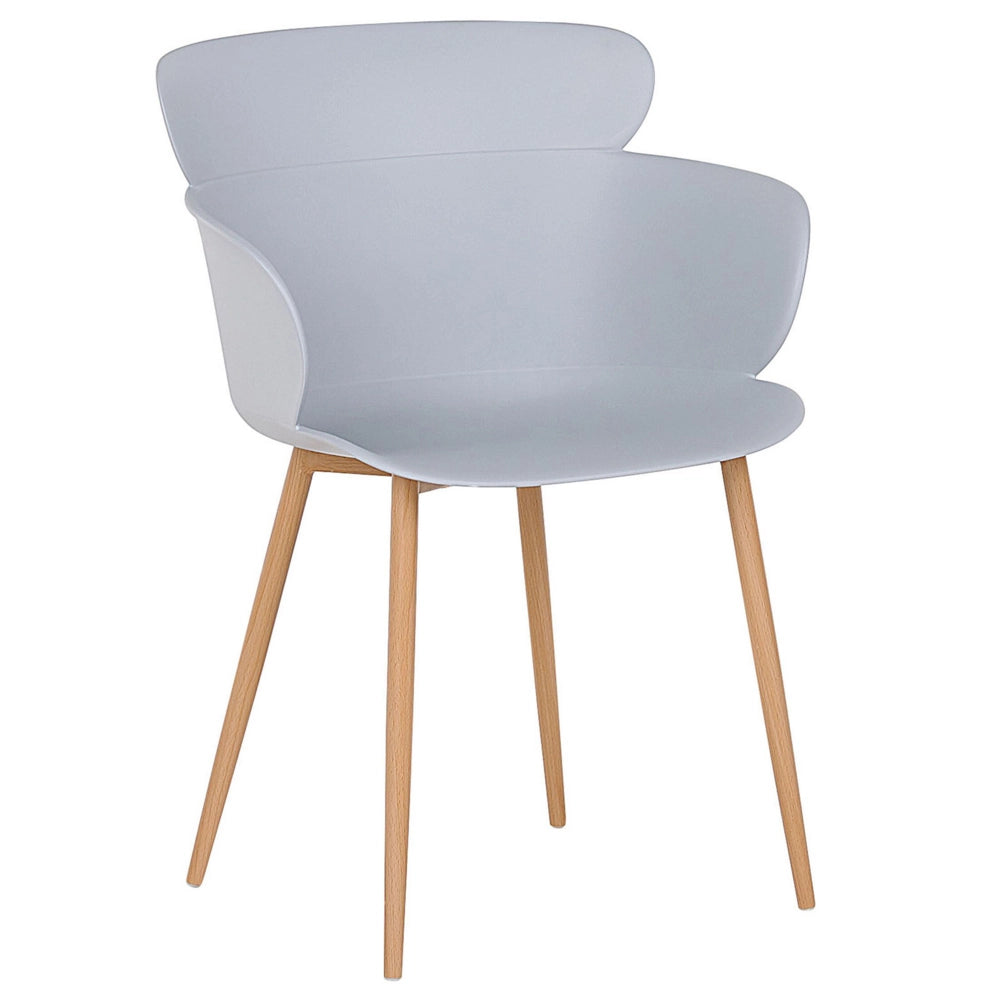 Set di 2 sedie da pranzo grigio materiale sintetico gambe in metallo schienale ergonomico moderno soggiorno