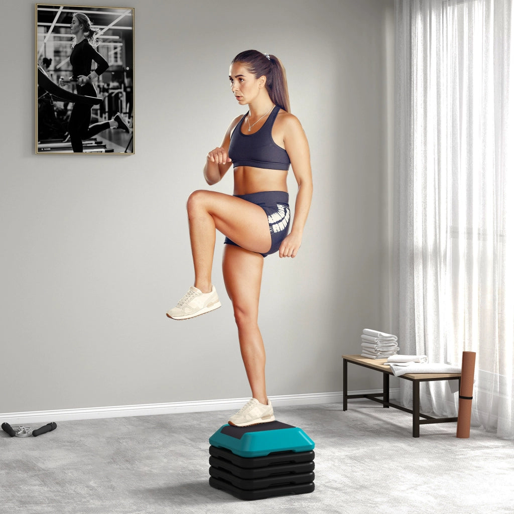 Step Fitness Stepper Antiscivolo con Altezza Regolabile ¨C zephmum ¨C Blu, 10-30 cm, 150 kg