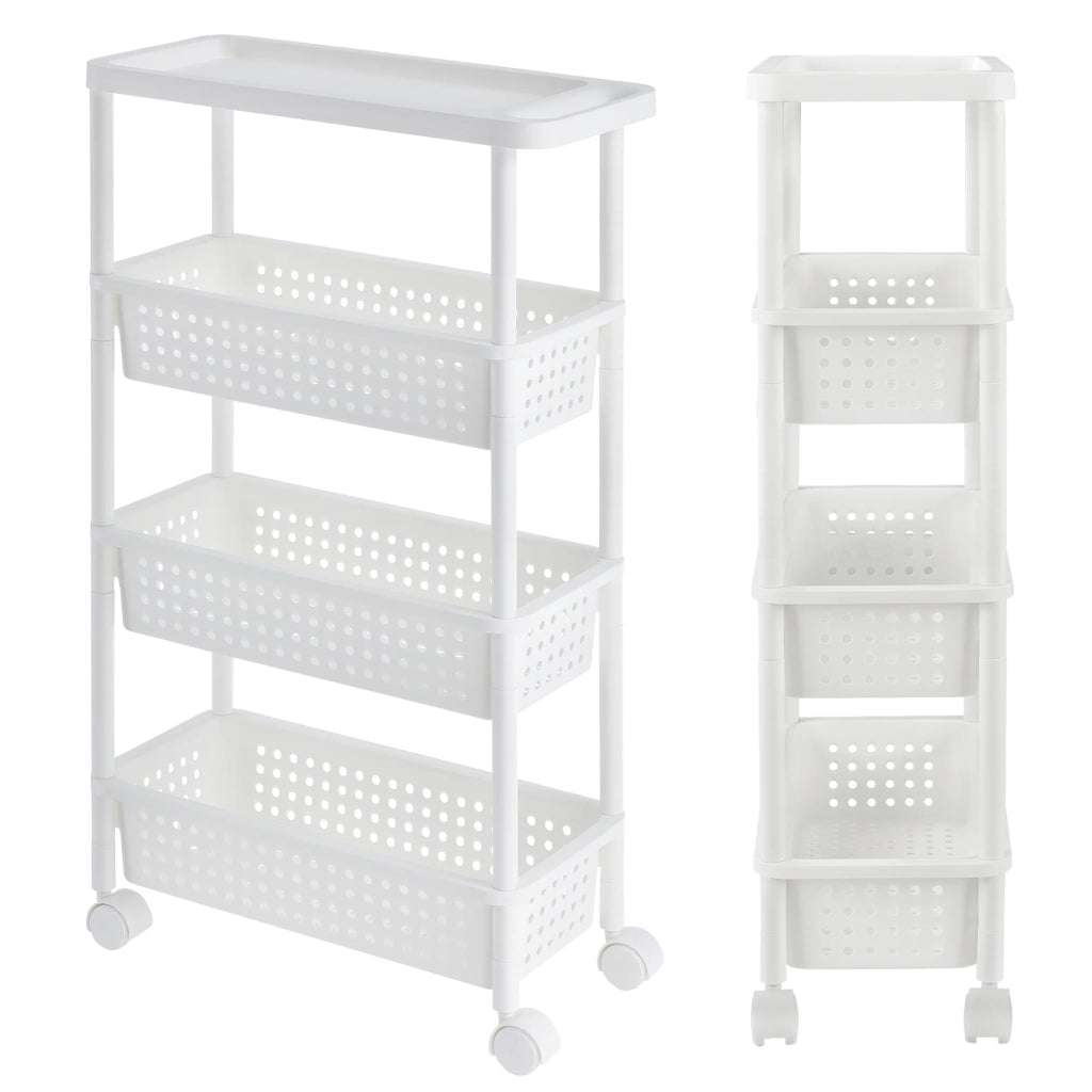 Carrello portaoggetti su ruote torre portaoggetti con carrello 100 cm bianco 03_0002849