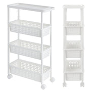 Carrello portaoggetti su ruote torre portaoggetti con carrello 100 cm bianco 03_0002849