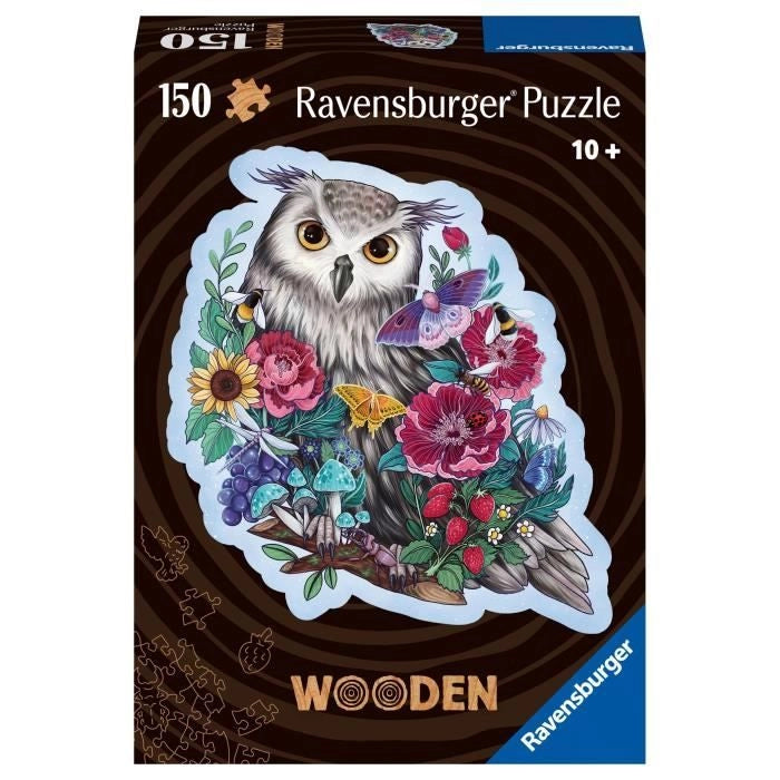 Puzzle in legno - Forma - 150 pezzi - Gufo floreale