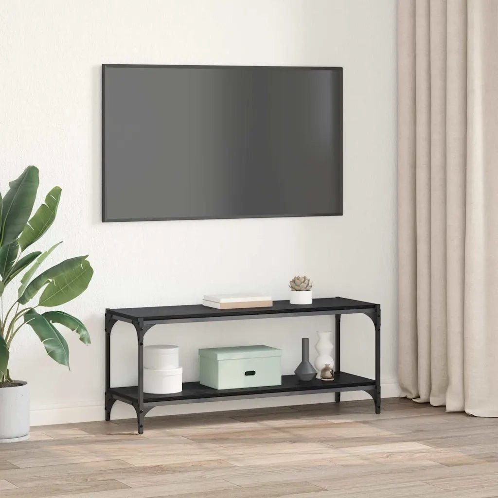 Mobile TV Rovere Nero 100x33x41cm Legno ingegnerizzato e ferro 881113