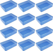 Contenitori di plastica per magazzino premium, 12 pezzi, con coperchio, per progetti di fai da te piccoli - Blu - Forma rettangolare pratica - 115 x 85 x 28 mm
