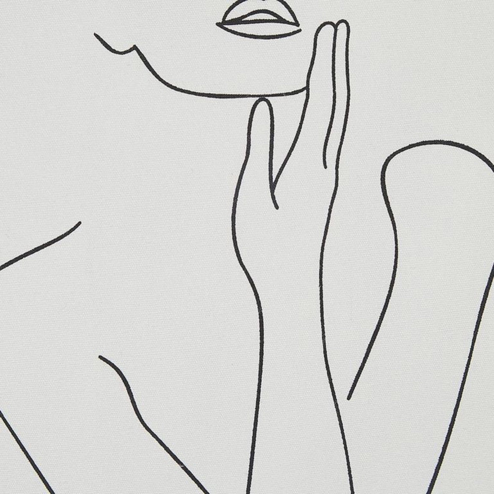Set di 2 cuscini decorativi in cotone bianco 45 x 45 cm corpo femminile linea arte stampa cuscini sfoderabili chiusura con cerniera moderna