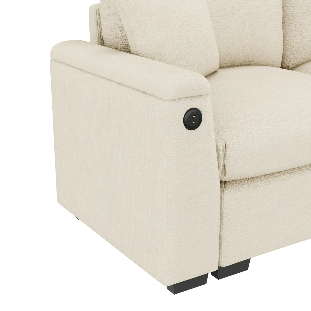 DIVANO 3 POSTI Modulare 242x80x88 cm Chenille Beige