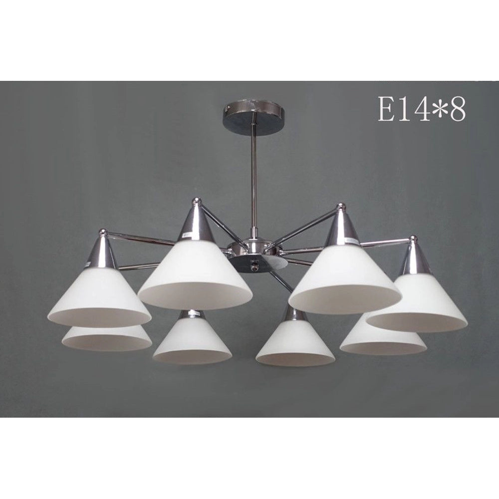 Trade Shop - Lampadario Moderno Led A Sospensione A 8 Bracci Con Coppe Vetro Lampada Luce E14 00897 -