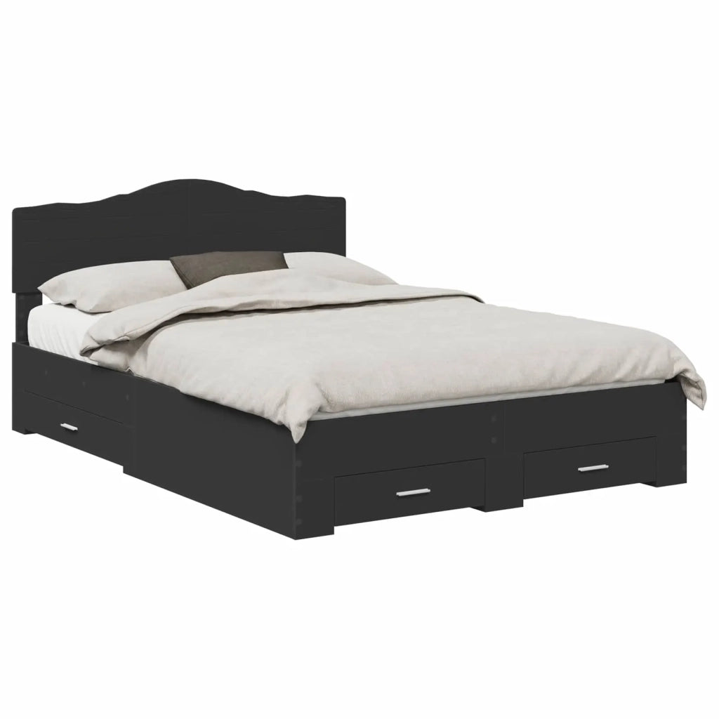 Struttura del letto Nero 140 x 190 cm Legno multistrato