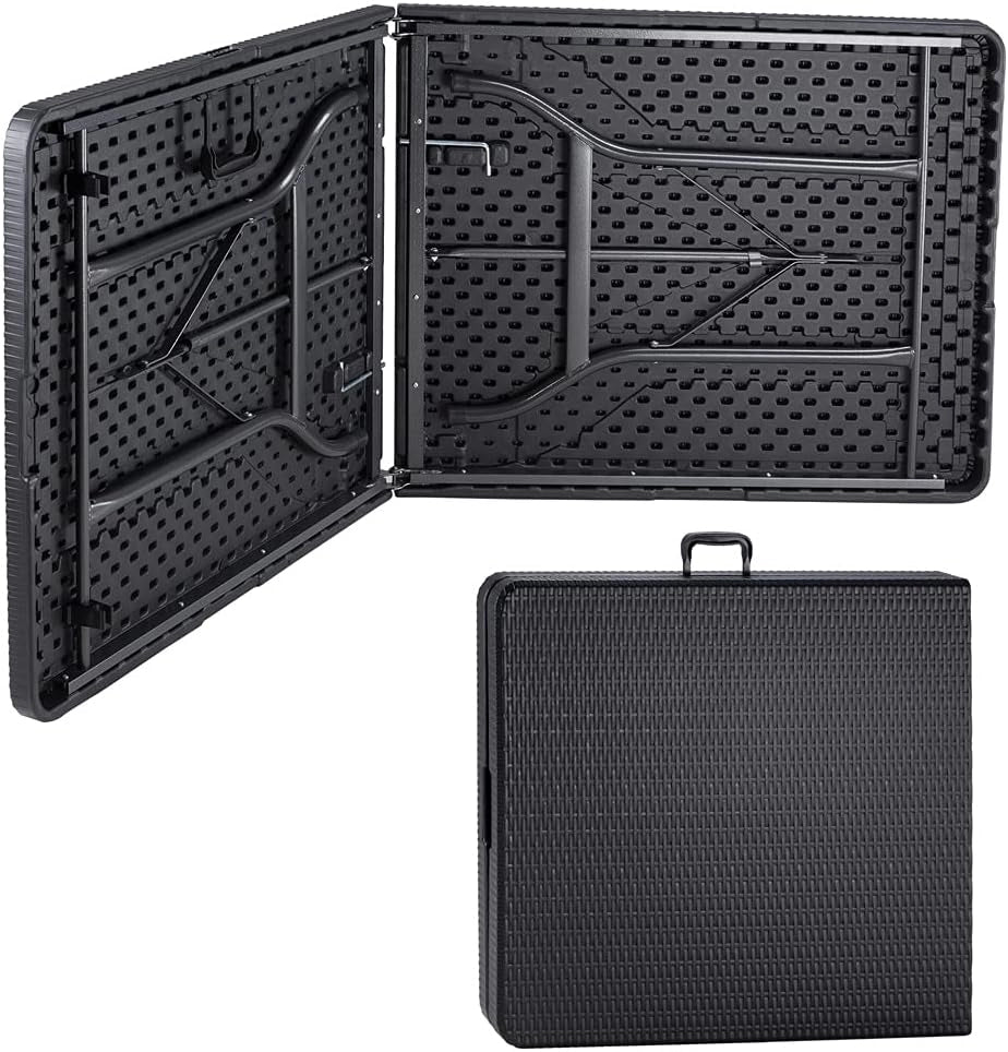 Tavolo da Giardino 183x76 cm Pieghevole Resistente Maniglia per Trasporto in Rattan da Balcone Terrazza Campeggio