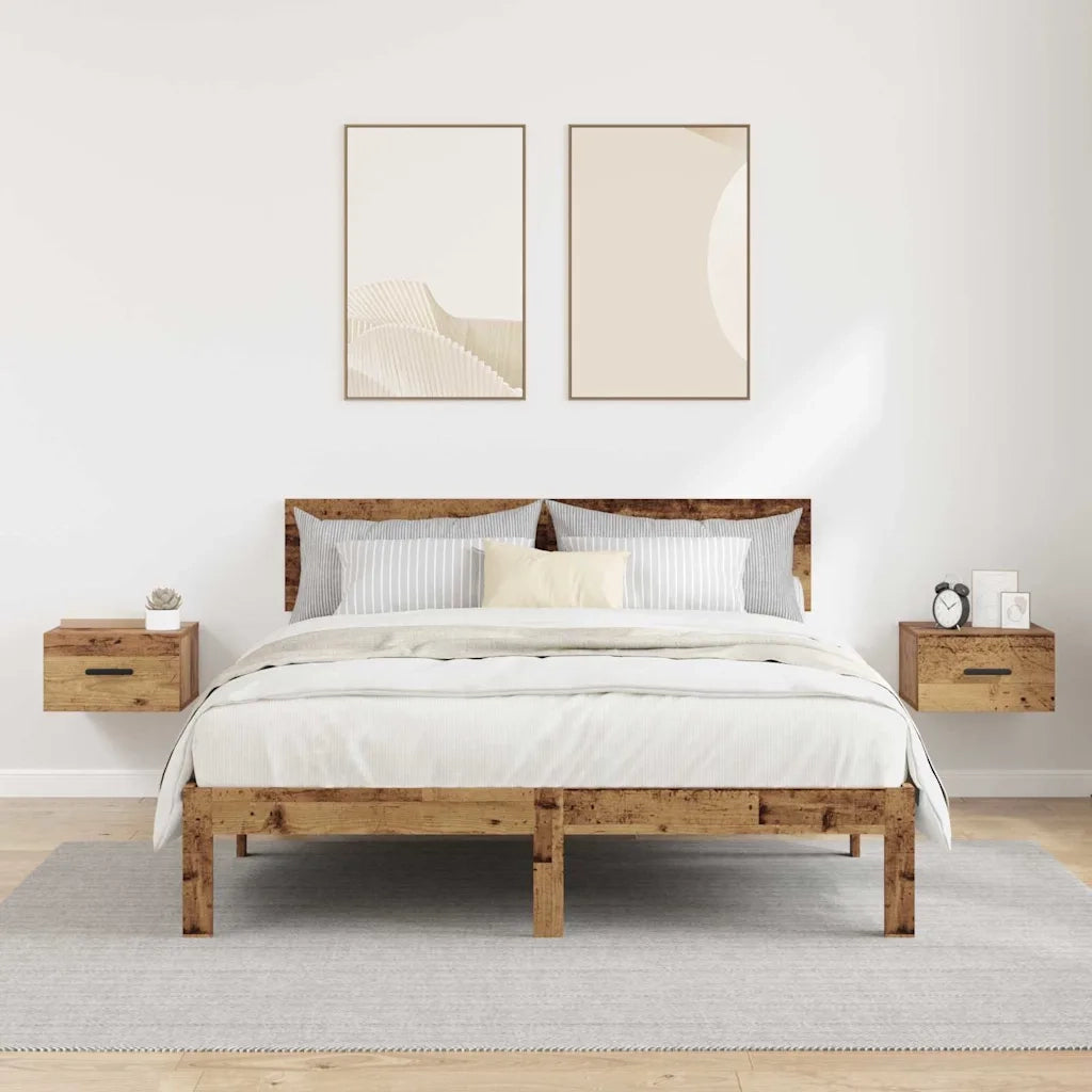 Set di 2 Comodini | Armadio da Notte | Mobiletto da notte Legno vecchio 35 x 35 x 20 cm