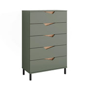 Vicco Cassettiera per camera da letto Verde/Artigianale 76 x 120 cm con 5 cassetti