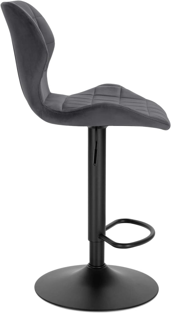 Set di 2 Sgabelli da Bar con Schienale e Poggiapiedi Girevoli a 360° Sedia Alta da Cucina con Seduta Regolabile tra 60-82cm in Velluto e Metallo Grigio Scuro BH324dgr-2