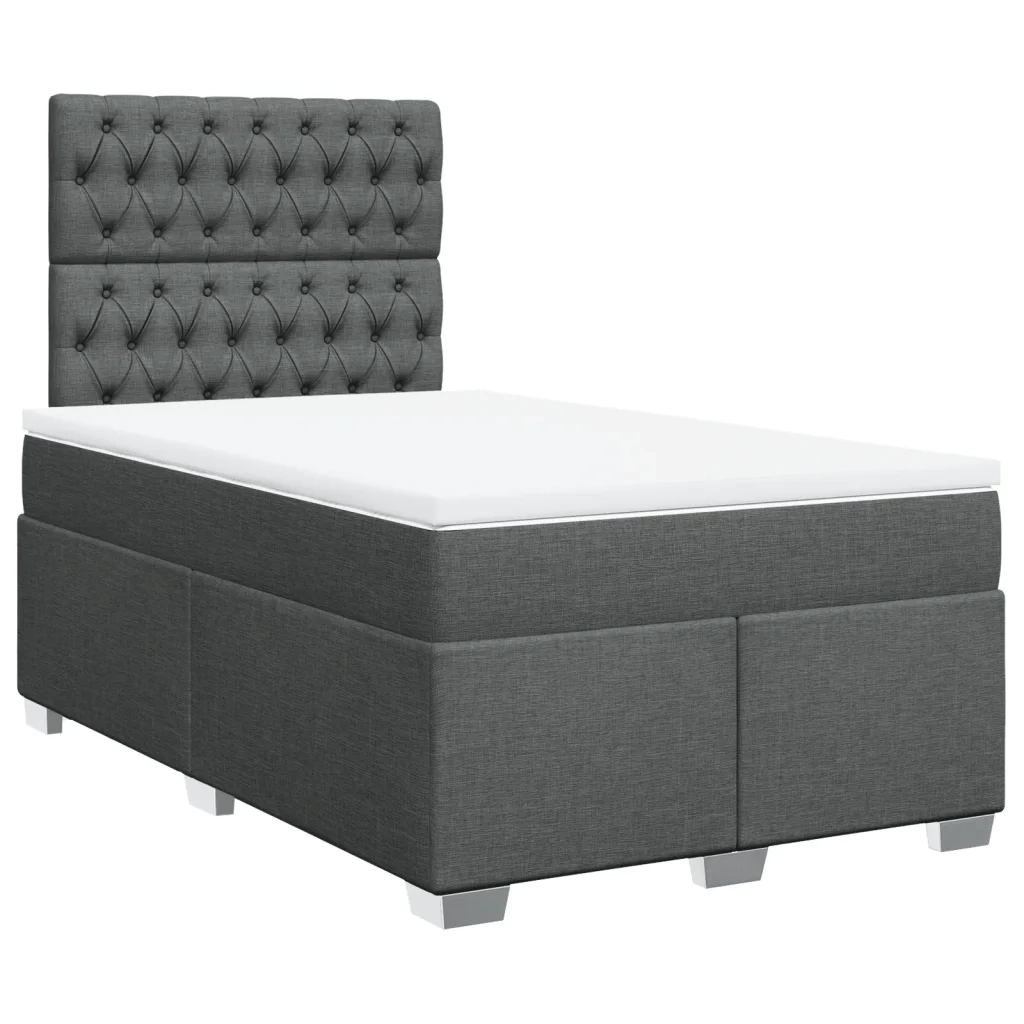Giroletto a Molle con Materasso Grigio Scuro 120x190cm Tessuto