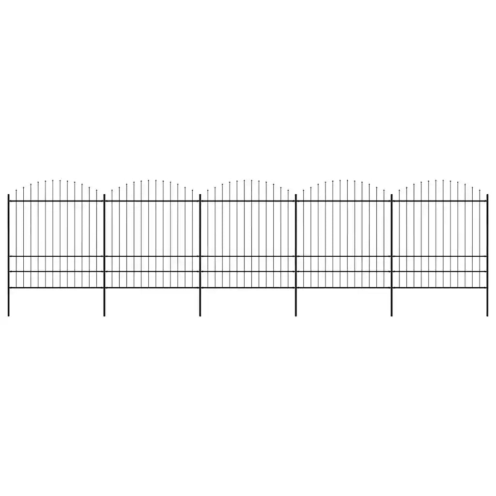 Recinzione da Giardino con Punta a Lancia in Acciaio 838x200 cm Nero 277752