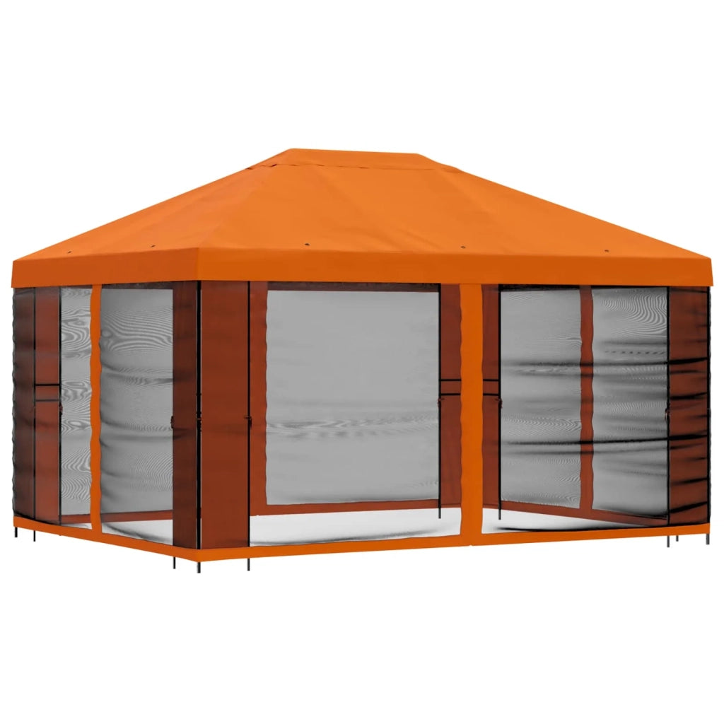 Gazebo da giardino con pareti laterali 4 × 3 m Arancione 900393