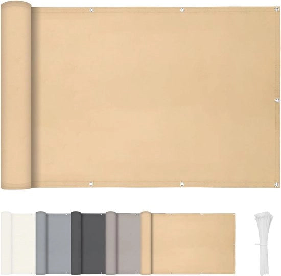 Schermo per balcone, protezione vista 90 x 600 cm, rivestimento per balcone in PES, schermo da vento e ombreggiatore, protezione contro la sabbia