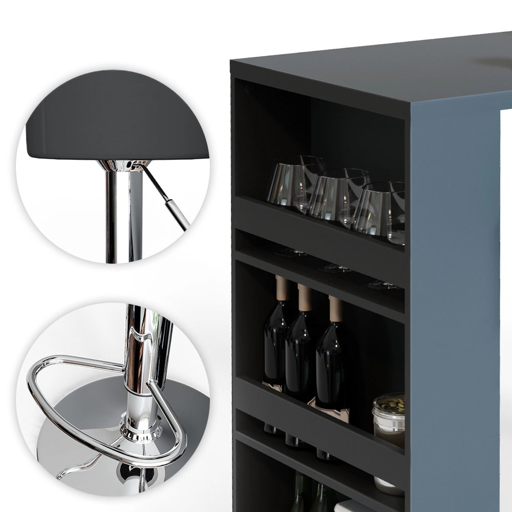 Vicco Tavolo bar con sgabelli Antracite 57 x 117 cm con 2 sgabelli da bar