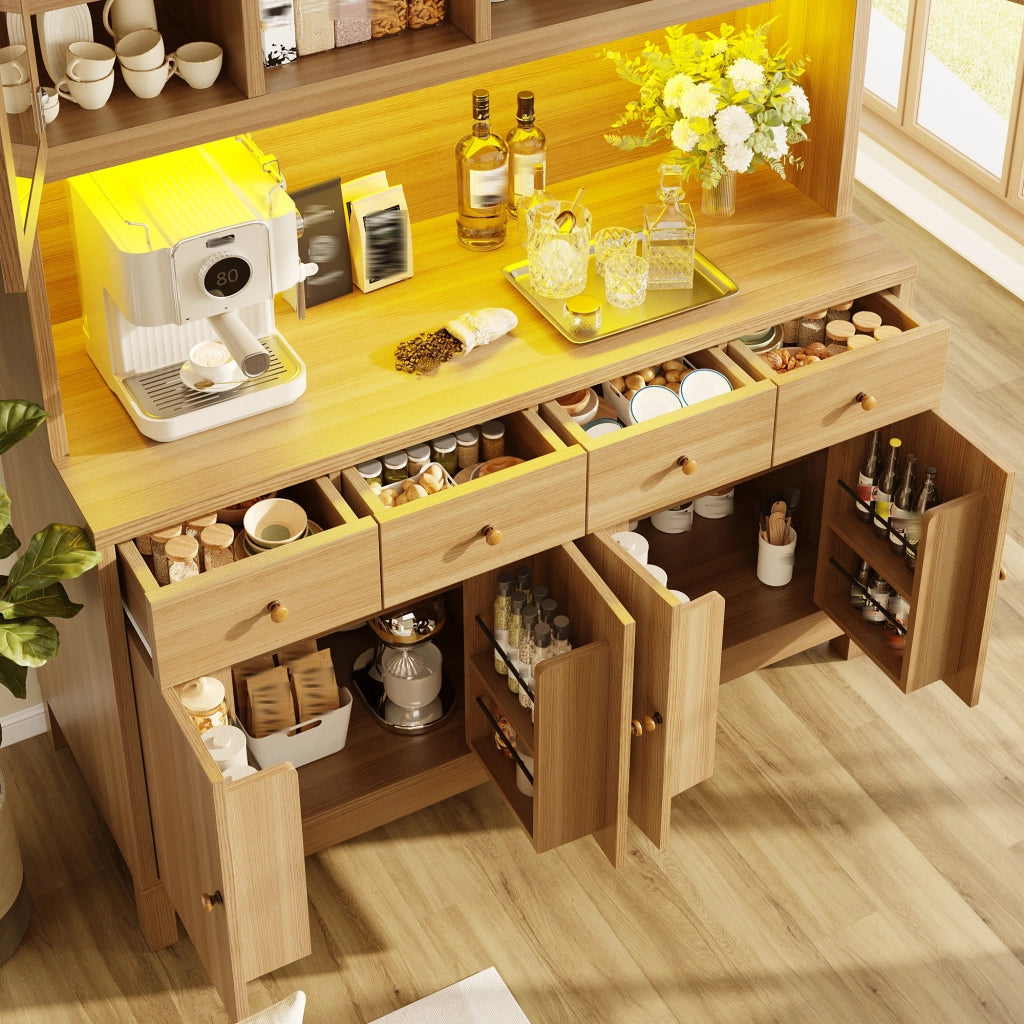 Credenza LED RGB con 4 cassetti; ante e ripiani regolabili; in MDF; per cucina; 140 × 38;5 × 180 cm