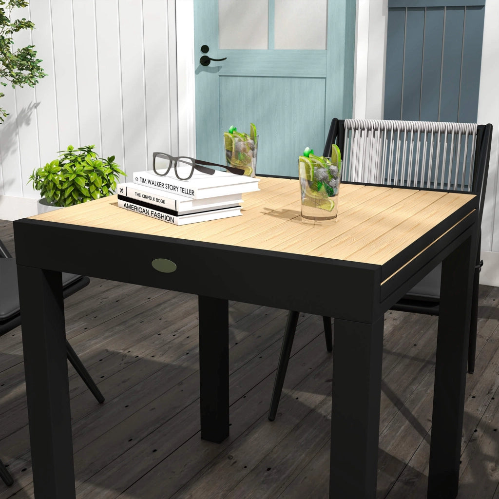 Tavolo da Giardino Allungabile per 4-6 Persone 81/162x80x75 cm in Alluminio con Piano a Doghe Giallo