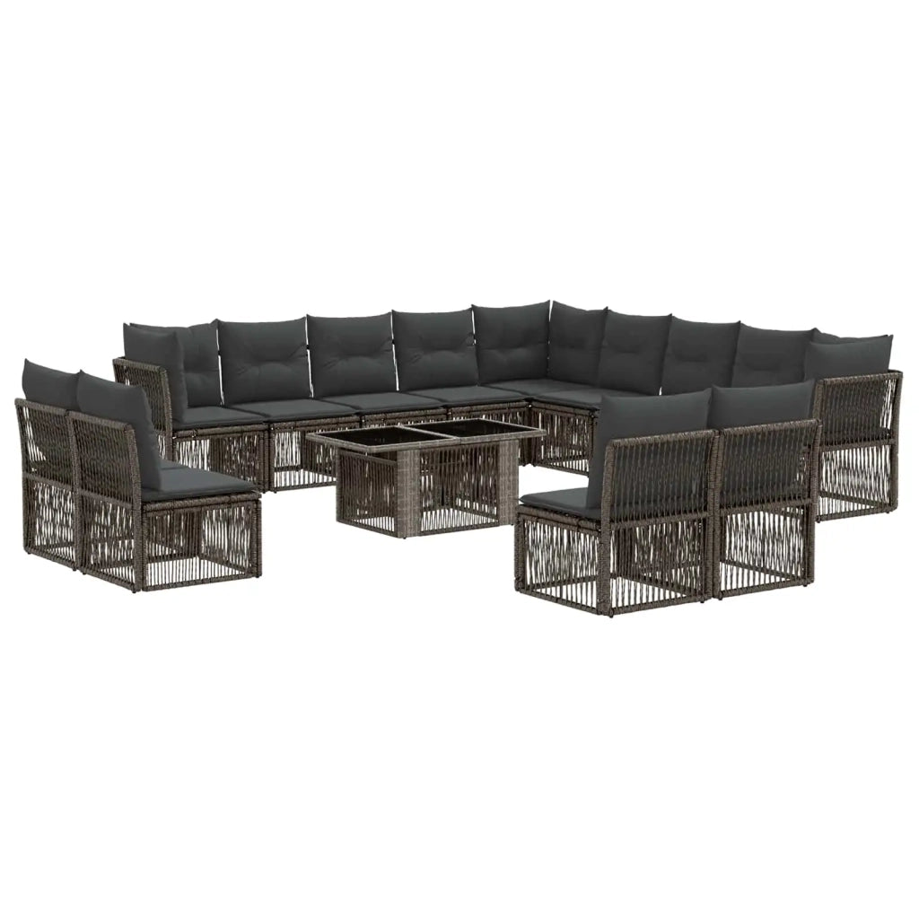 Set Divano da Giardino 14 pz Nero polyrattan 3436562