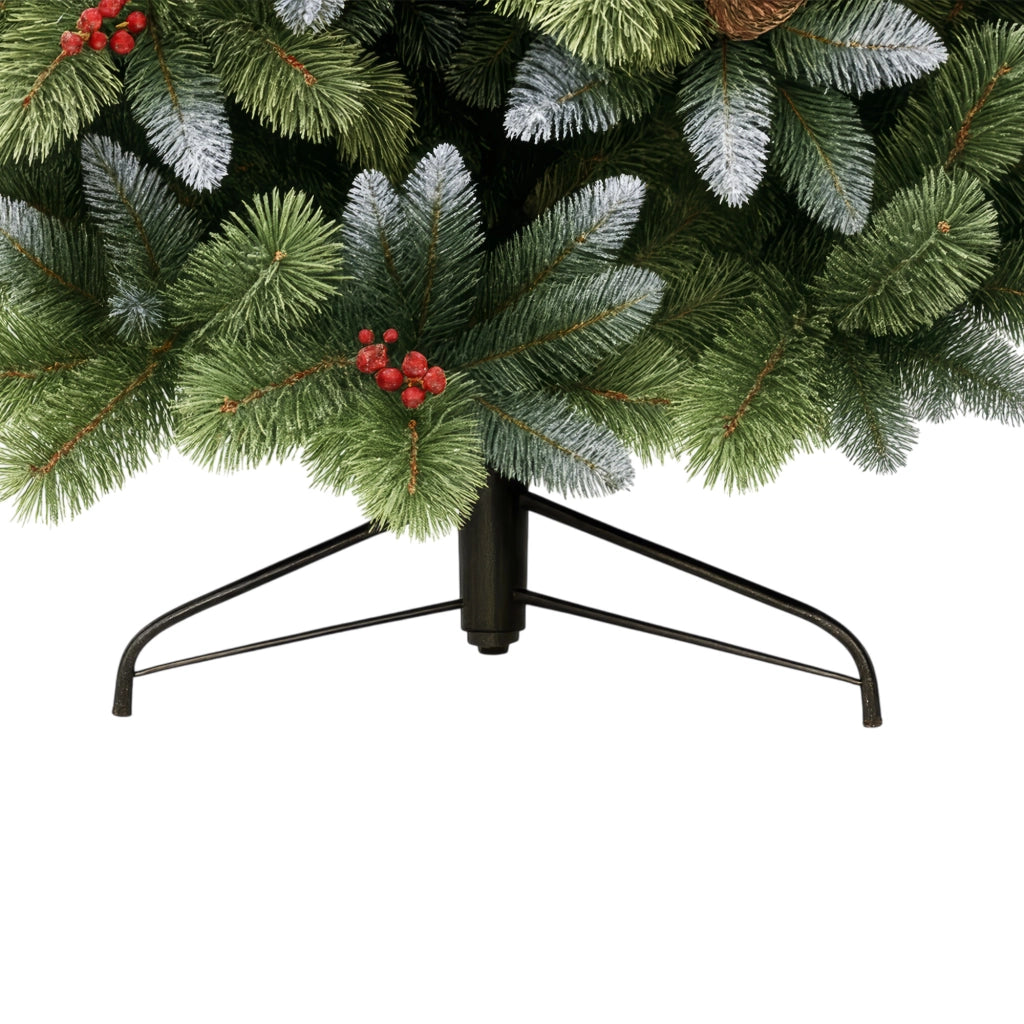 Cortina - Albero di Natale Innevato in PVC e PP con Pigne e Bacche Ø99x180H, 858 Punte