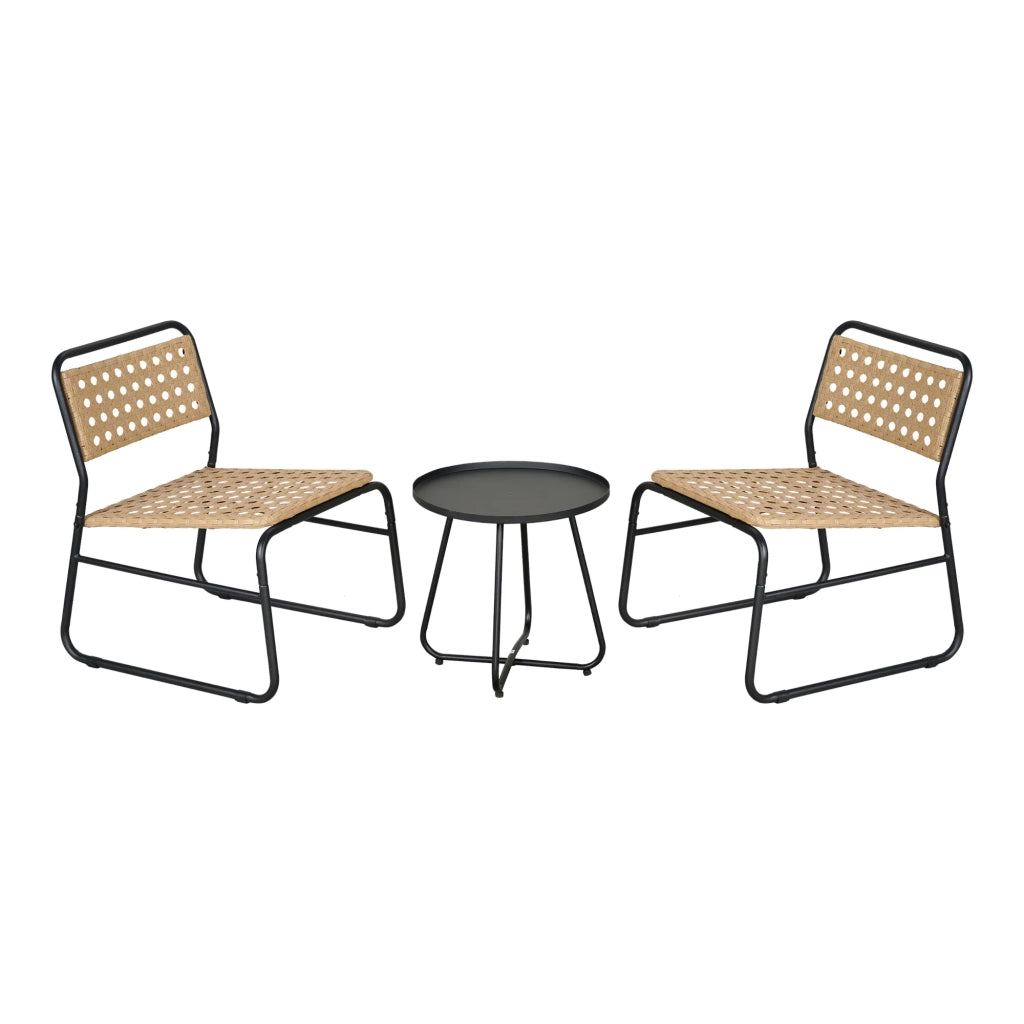 Set da bistrot con tavolino e 2 sedie beige e nere 03_0009406