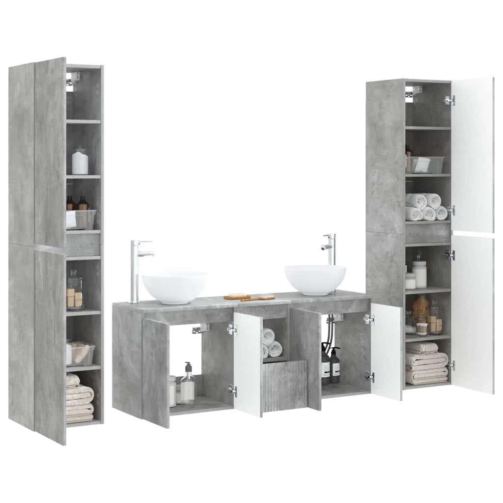 Set di mobili per il bagno 5 pz Grigio Cemento 3406026