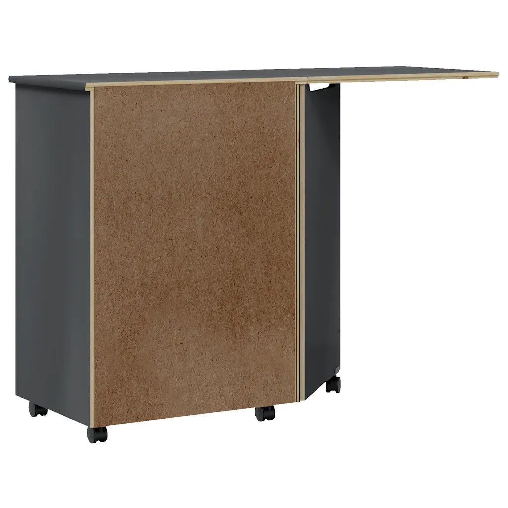Armadio su ruote con scrivania pieghevole 105,5 x 39 x 74,5 cm design moderno pratico per la camera da letto realizzato in legno di pino grigio 02_0047170