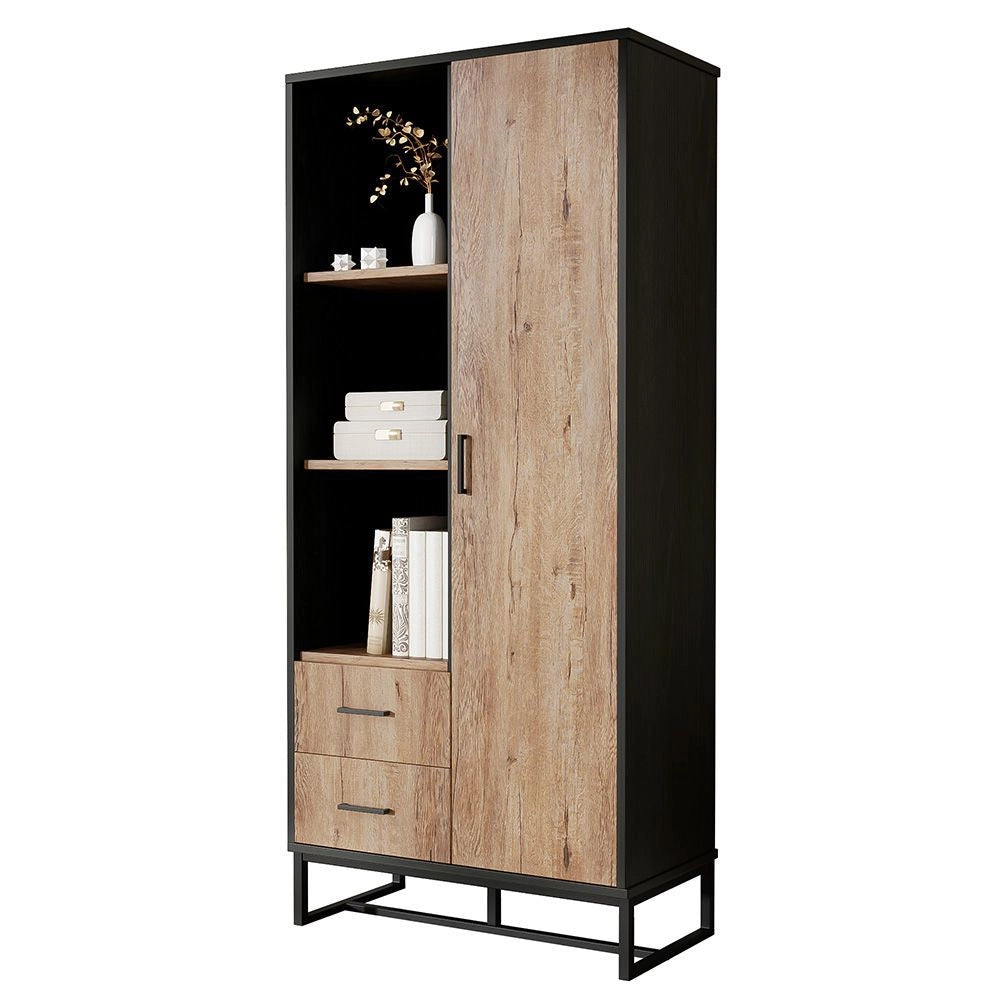 Armadio - Xylo - 80x40x180cm legno/nero 3 scomparti