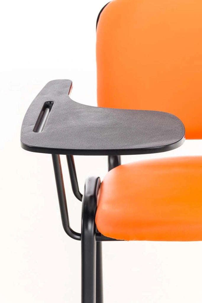 Sedia Ken in similpelle con tavolino ribaltabile arancione