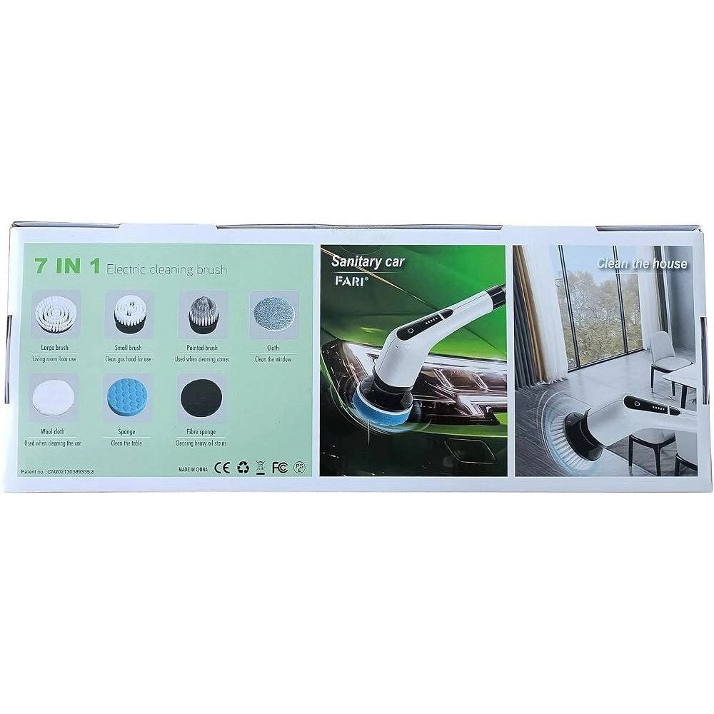 Trade Shop - Spazzola Rotante Pulizia Elettrica A Batteria 7 Teste Per Bagno Cucina Piastrelle -