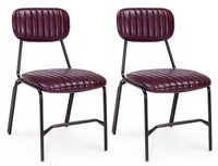 Set 2 Sedie Imbottite 44x55x78 cm Debbie in Ecopelle Bordeaux Vintage
