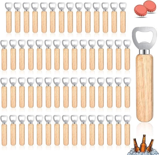 Set di apripetroni in legno per bottiglie di birra da 60 pezzi con maniglia portatile e personalizzabile - Adatto per uso domestico, cucina e bar