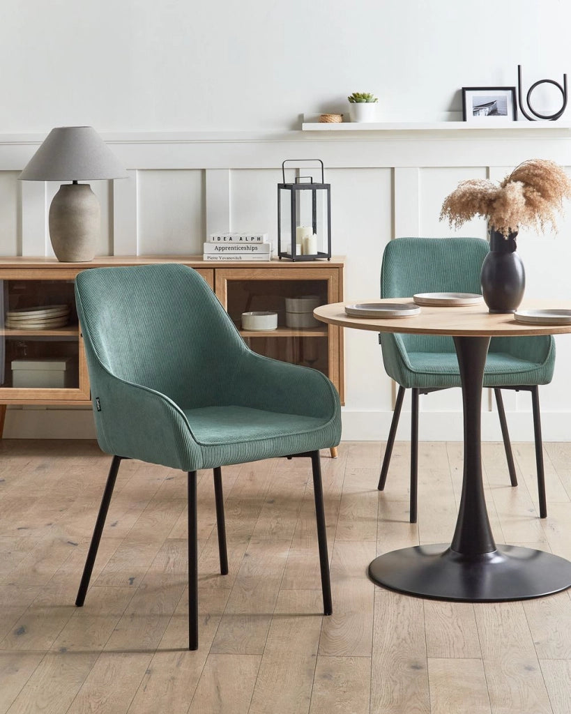 Set di 2 Sedie da Pranzo con Rivestimento in corda Verde chiaro glamour retrò
