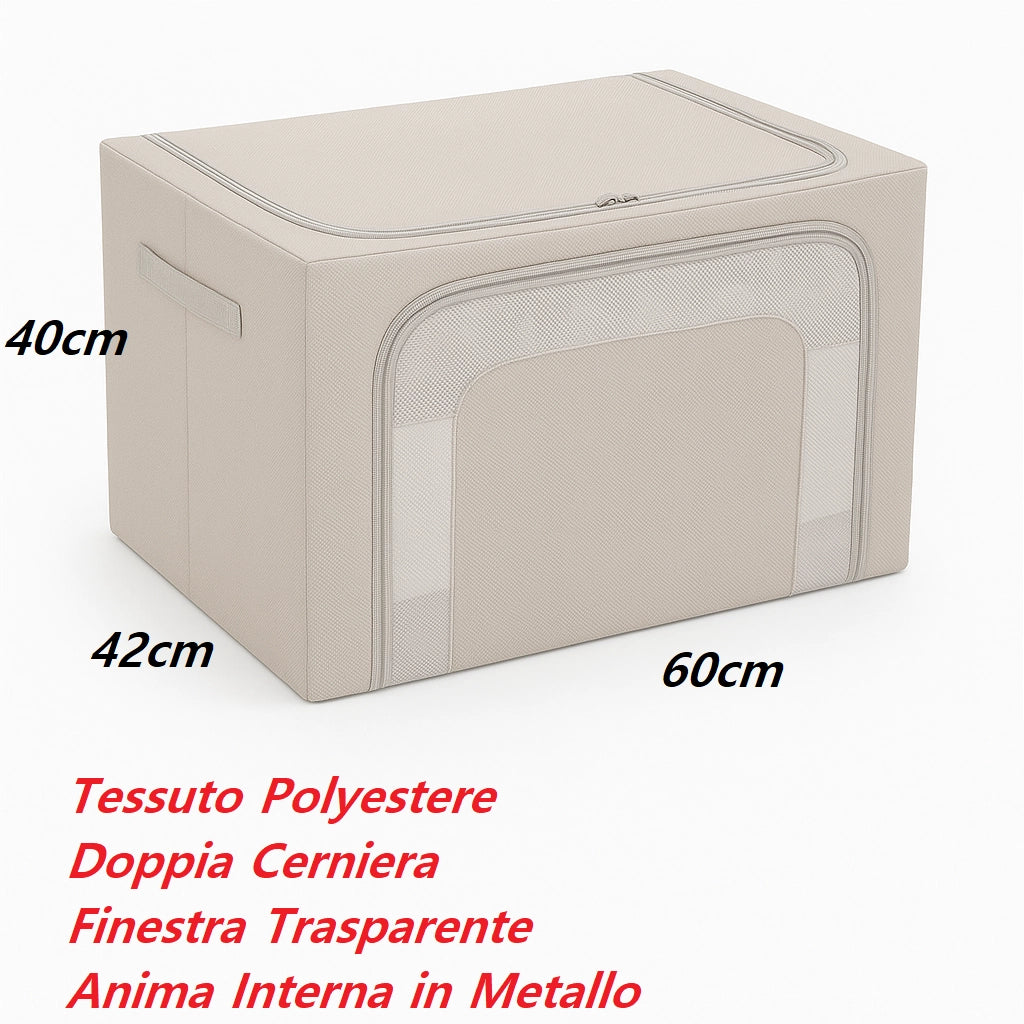 2 Scatole Pieghevoli per Armadio 60x42x40 con Struttura in Metallo e Tessuto Resistente