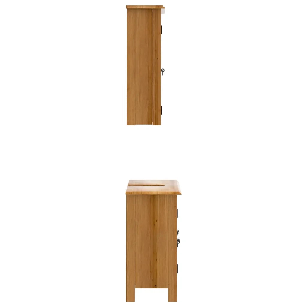 Set Mobili da Bagno | Armadio da bagno 2 pz in Legno Massello di Pino