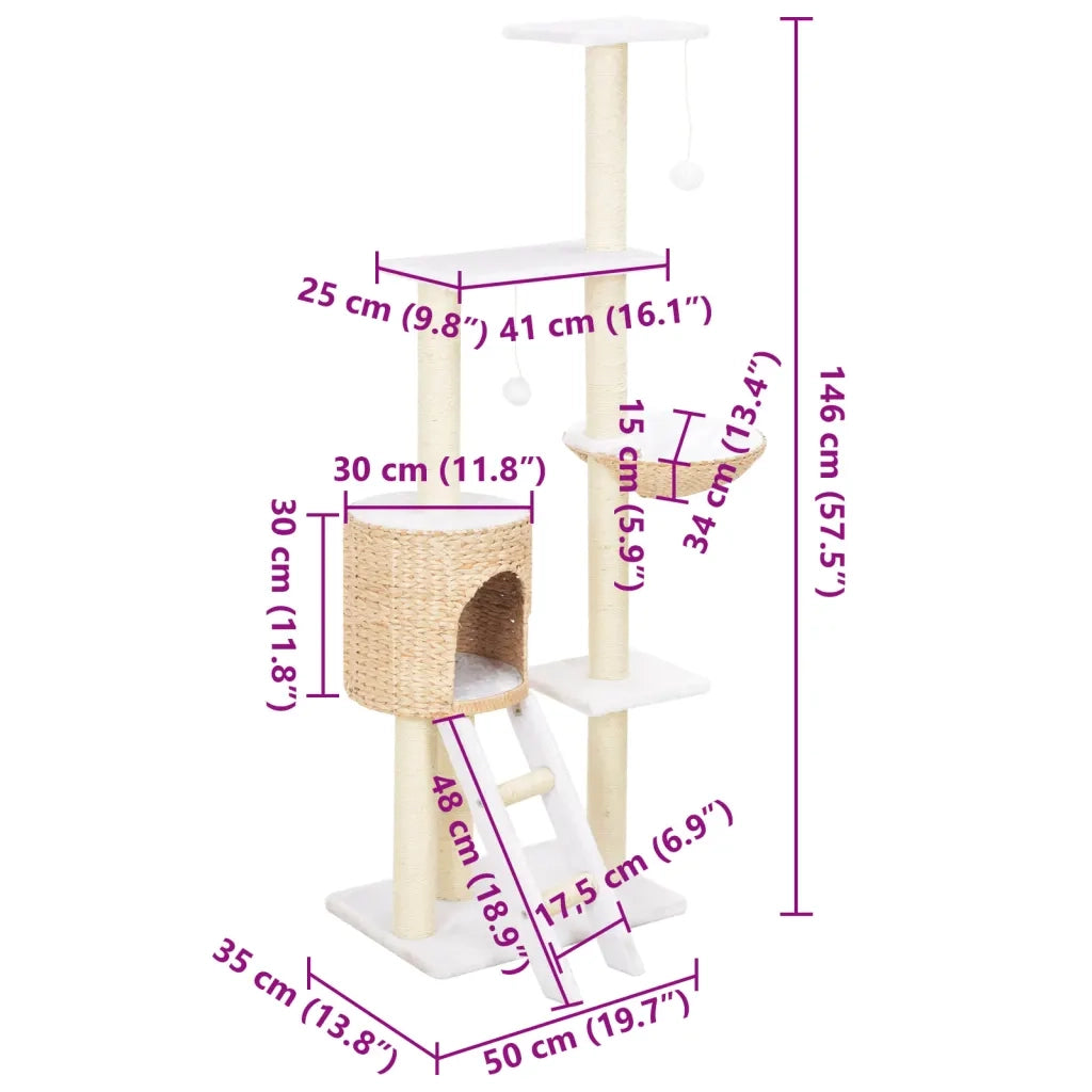 Albero per Gatti con Tiragraffi in Sisal Seagrass CFW1412855