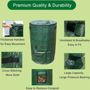 Due contenitori di compostazione verticale per giardino, compostiera rapida con coperchio, sacco di foglie stabile, sacco di rifiuti per giardino, compostiera rapida, contenitore in plastica per balcone, giardino, riutilizzabile e pieghevole