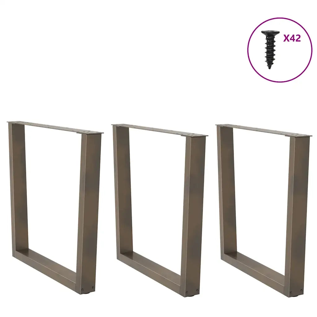 Gambe per tavolo da pranzo a forma di V 3 pz in acciaio naturale 80x(72-73,3) cm 4012667