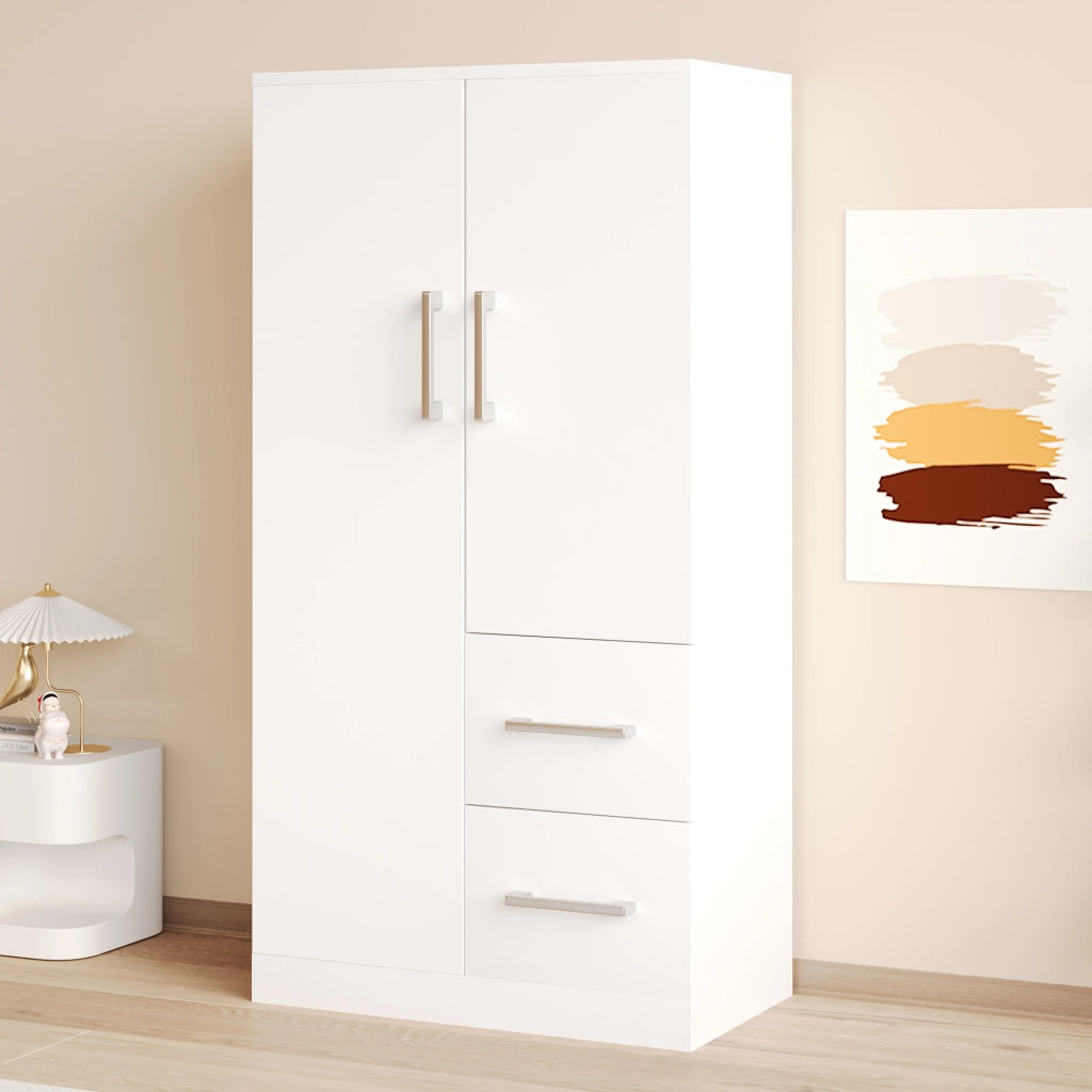 ARMADIO a doppia anta con cassetti 70 x 40 x 135 cm Legno Bianco